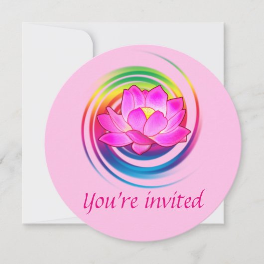 Invitation Fête Anniversaire Yoga Lotus Flower Rainbow Design (Devant)