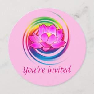 Invitation Fête Anniversaire Yoga Lotus Flower Rainbow Design