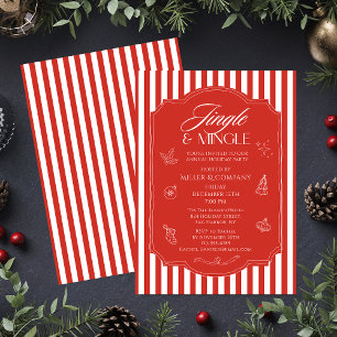 Invitation Fête annuelle de Noël d'entreprise rayures rouges