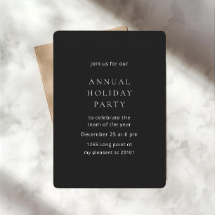 Invitation Fête annuelle de vacances minimaliste noire