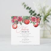 Invitation Fête annuelle florale rouge de Noël (Debout devant)