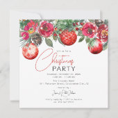 Invitation Fête annuelle florale rouge de Noël (Devant)