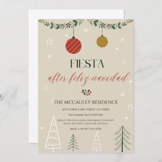 Invitation Fête après Feliz Navidad (Devant / Derrière)