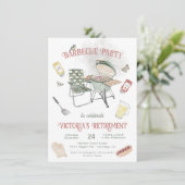 Invitation Fête aquarelle de retraite Barbecue (Debout devant)