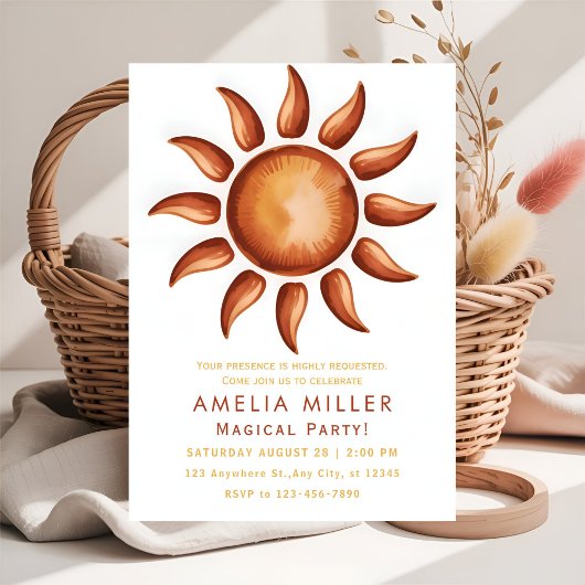 Invitation Fête Arc-en-Ciel Bohème Chic
