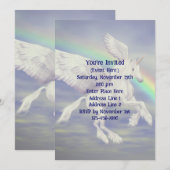Invitation Fête Arc-en-ciel de Licorne Volante  (Devant / Derrière)