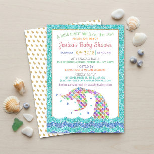 Invitation Fête arc-en-ciel pailletée Baby Shower de sirène