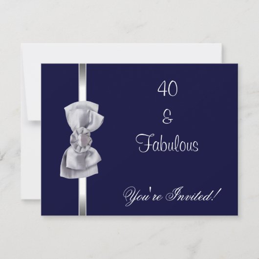 Invitation Fête Argentée Arc Bow 40 ans Navy (Devant)