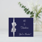 Invitation Fête Argentée Arc Bow 40 ans Navy (Debout devant)