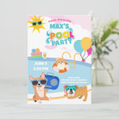 Invitation Fête au bassin pour chiens, Anniversaire de Pawty  (Debout devant)