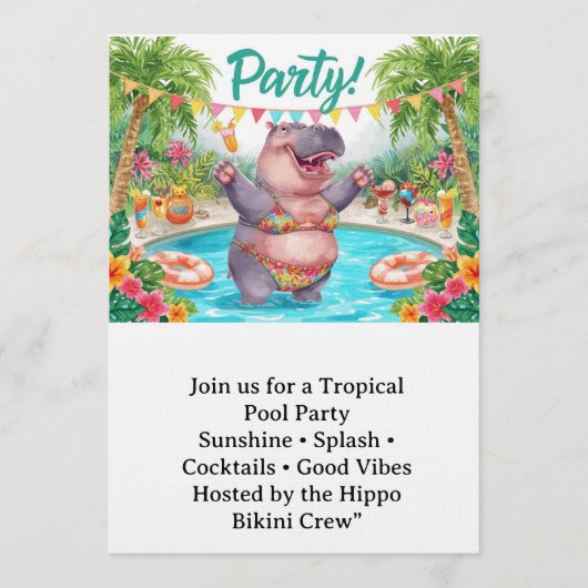 Invitation Fête au bord de la piscine (Devant)