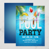 Invitation Fête au bord de la piscine (Devant / Derrière)
