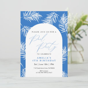 Invitation Fête au bord de la piscine aquarelle avec un palmi