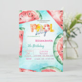Invitation Fête au bord de la piscine aux pastèques aquarelle (Debout devant)