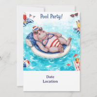 Fête au bord de la piscine avec Hippopotame