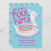 Invitation Fête au bord de la piscine avec Llama Floaty (Devant / Derrière)