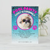 Invitation Fête au bord de la piscine avec photo personnalisé (Debout devant)