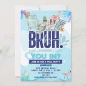 Invitation Fête au bord de la piscine BRUH-tastique pour le m (Devant)