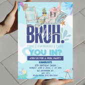 Invitation Fête au bord de la piscine BRUH-tastique pour le m