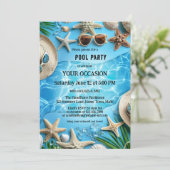 Invitation Fête au bord de la piscine d'été turquoise joyeuse (Debout devant)