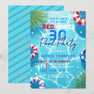 Invitation Fête au bord de la piscine du 4 juillet Femme Mode