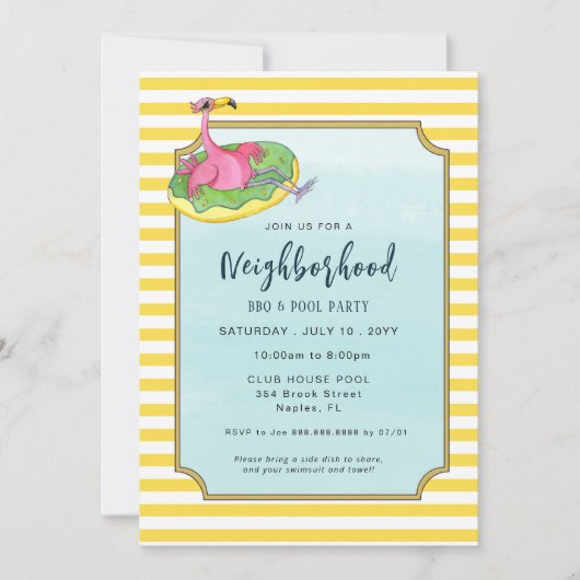 Invitation Fête au bord de la piscine en été (Devant)