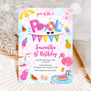 Invitation Fête au bord de la piscine Fête d'anniversaire m