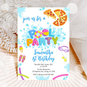 Invitation Fête au bord de la piscine Fête d'anniversaire m
