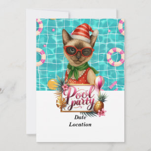 Invitation Fête au bord de la piscine Noël en juillet pour le