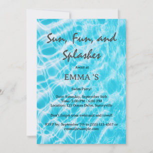 Invitation Fête au bord de la piscine ou fête de natation