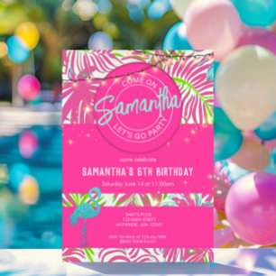 Invitation Fête au bord de la piscine Plage Rose