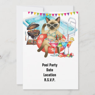 Invitation Fête au bord de la piscine pour les amoureux des c