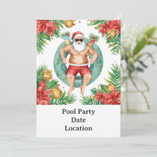 Invitation Fête au bord de la piscine sur le thème de Noël en
