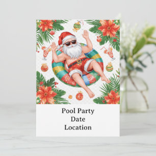 Invitation Fête au bord de la piscine sur le thème de Noël en