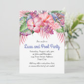 Invitation Fête au bord de la piscine thème floral tropical A (Debout devant)