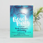 Invitation FÊTE AU BORD DE LA PLAGE Bleue Palmiers Ensoleillé (Debout devant)