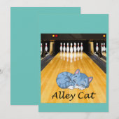 Invitation Fête au Bowling avec la Cat Napping en vedette (Devant / Derrière)