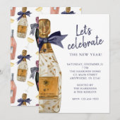 Invitation Fête au Champagne à l'aquarelle française (Devant / Derrière)