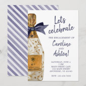 Invitation Fête au champagne aquarelle français (Devant / Derrière)