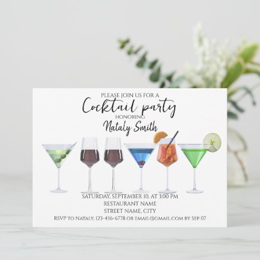 Invitation Fête au cocktail aquarelle (Debout devant)