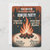 Invitation Fête au feu de bois chaleureux en forêt (Devant)