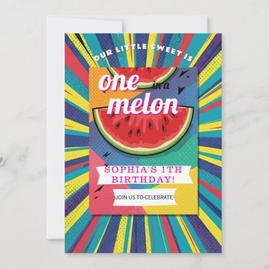 Invitation Fête au melon Pop Art (Devant)