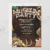 Invitation FÊTE AU MUSÉE Mystère des os de dinosaures Grotte (Devant)