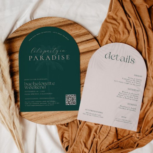 Invitation Fête au Paradis | Week-end de Bachelorette moderne