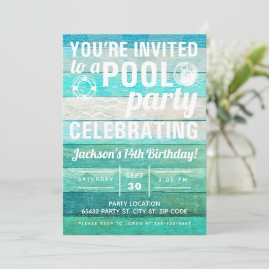 Invitation Fête au Piscine (Debout devant)