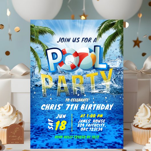 Invitation Fête au Piscine Éclaboussures Été