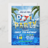 Invitation Fête au Piscine Éclaboussures Été (Devant)