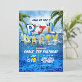 Invitation Fête au Piscine Éclaboussures Été (Debout devant)