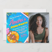 Invitation Fête au Piscine - Fille avec Photo (Devant)