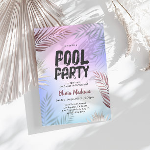Invitation Fête au Piscine Tropical Palm Sweet 16 Anniversair